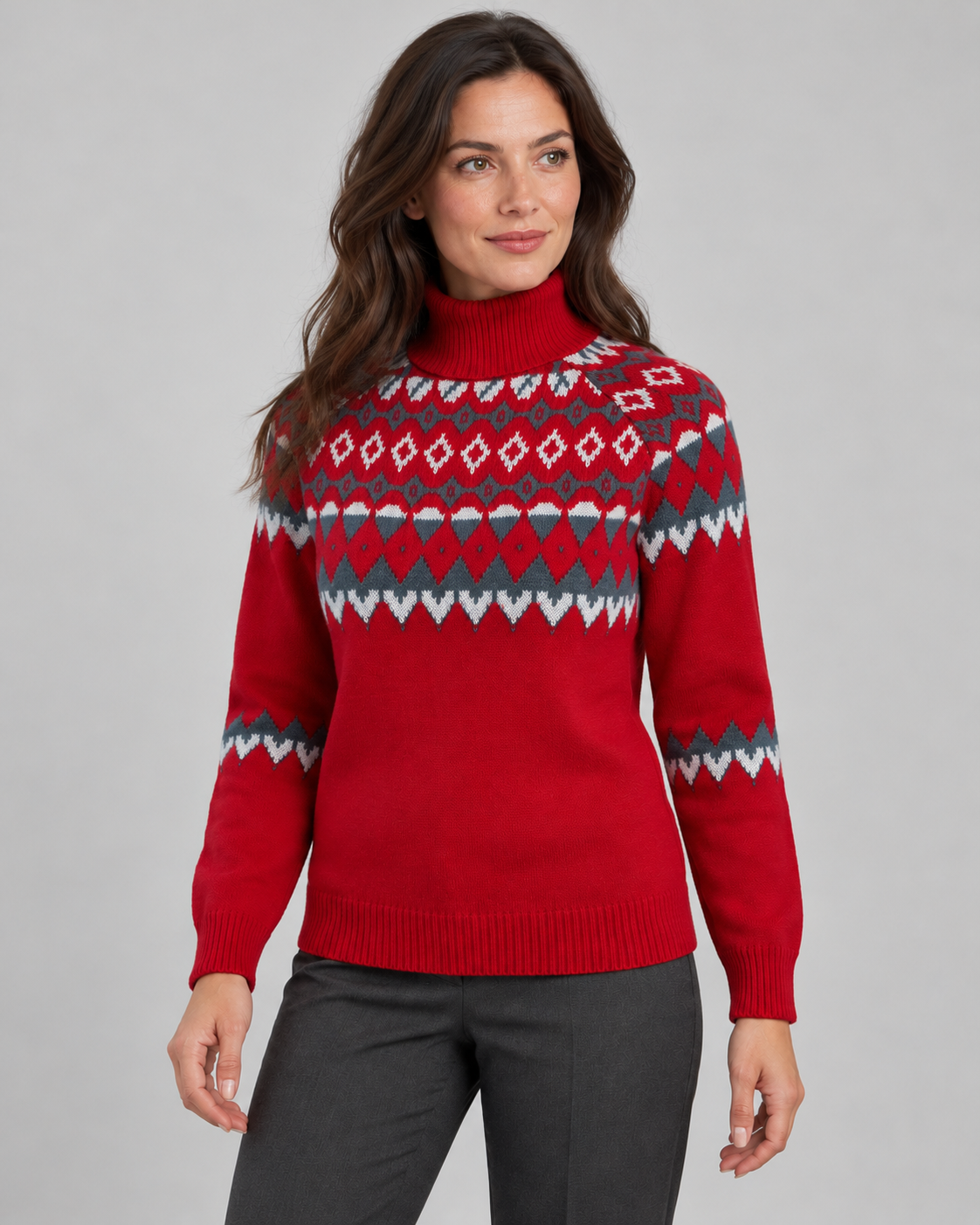 Women’s Jumper With Fair Isle Turtleneck