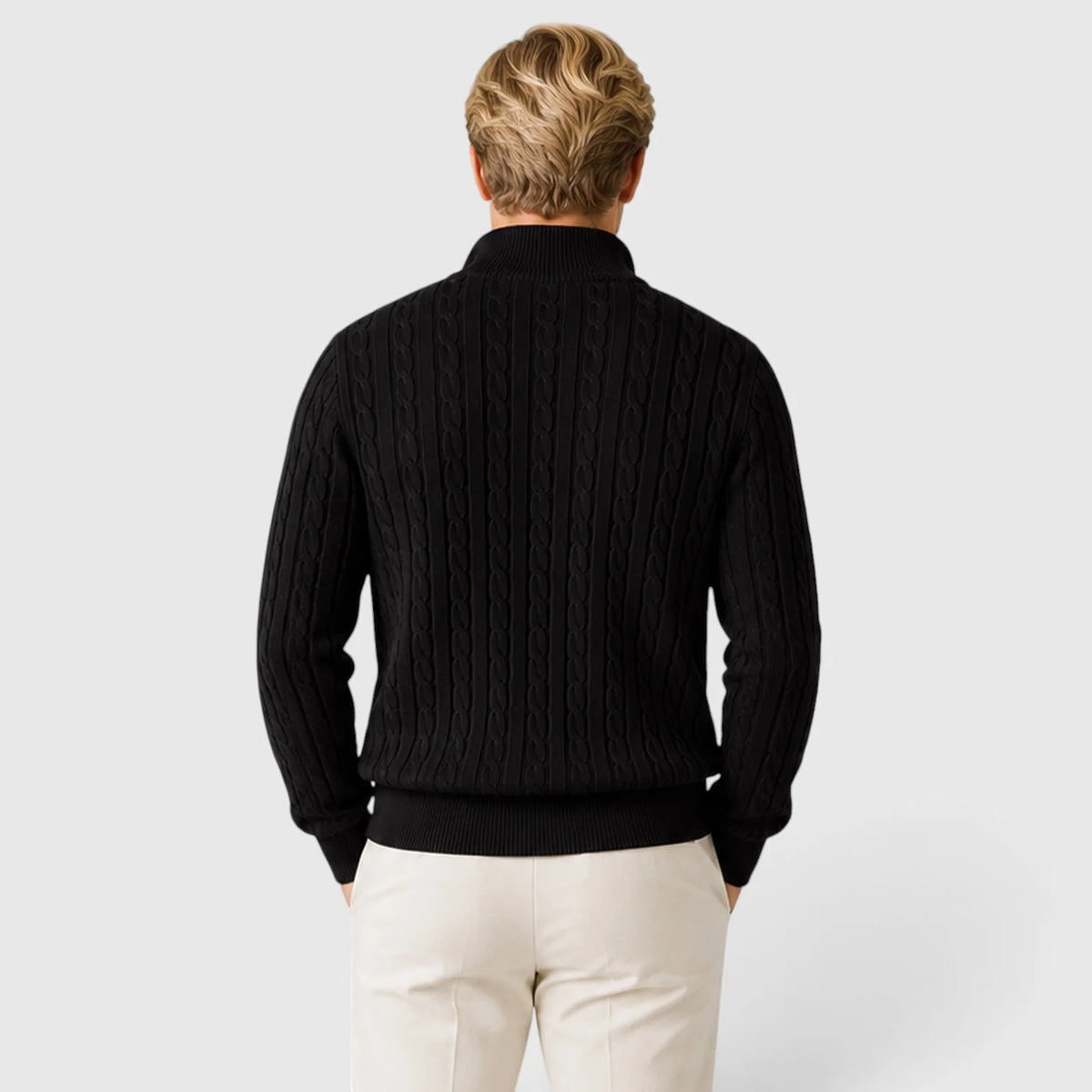 Men's Cable Knit Quarter-Zip Jumper – Textured Knit Pullover