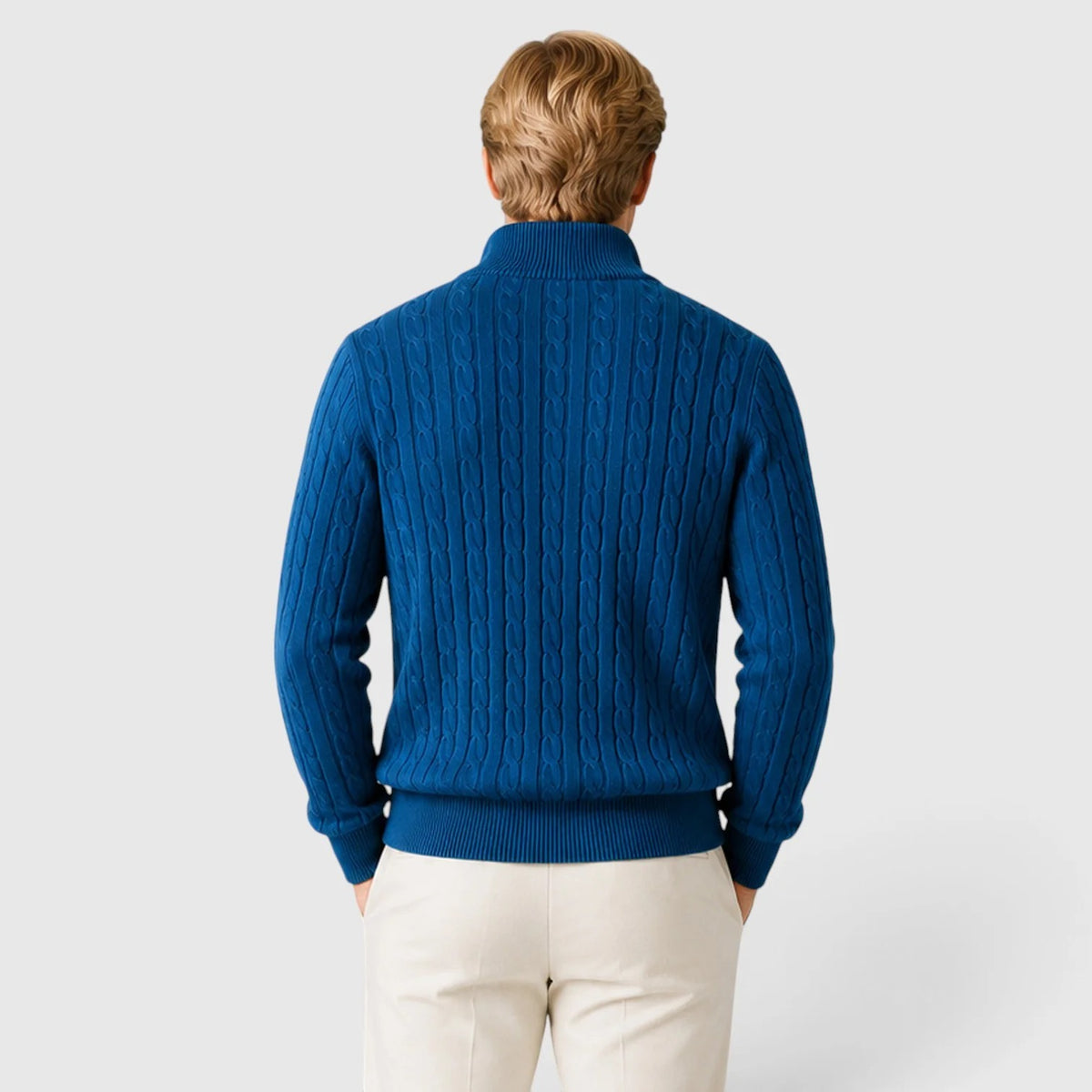 Men's Cable Knit Quarter-Zip Jumper – Textured Knit Pullover