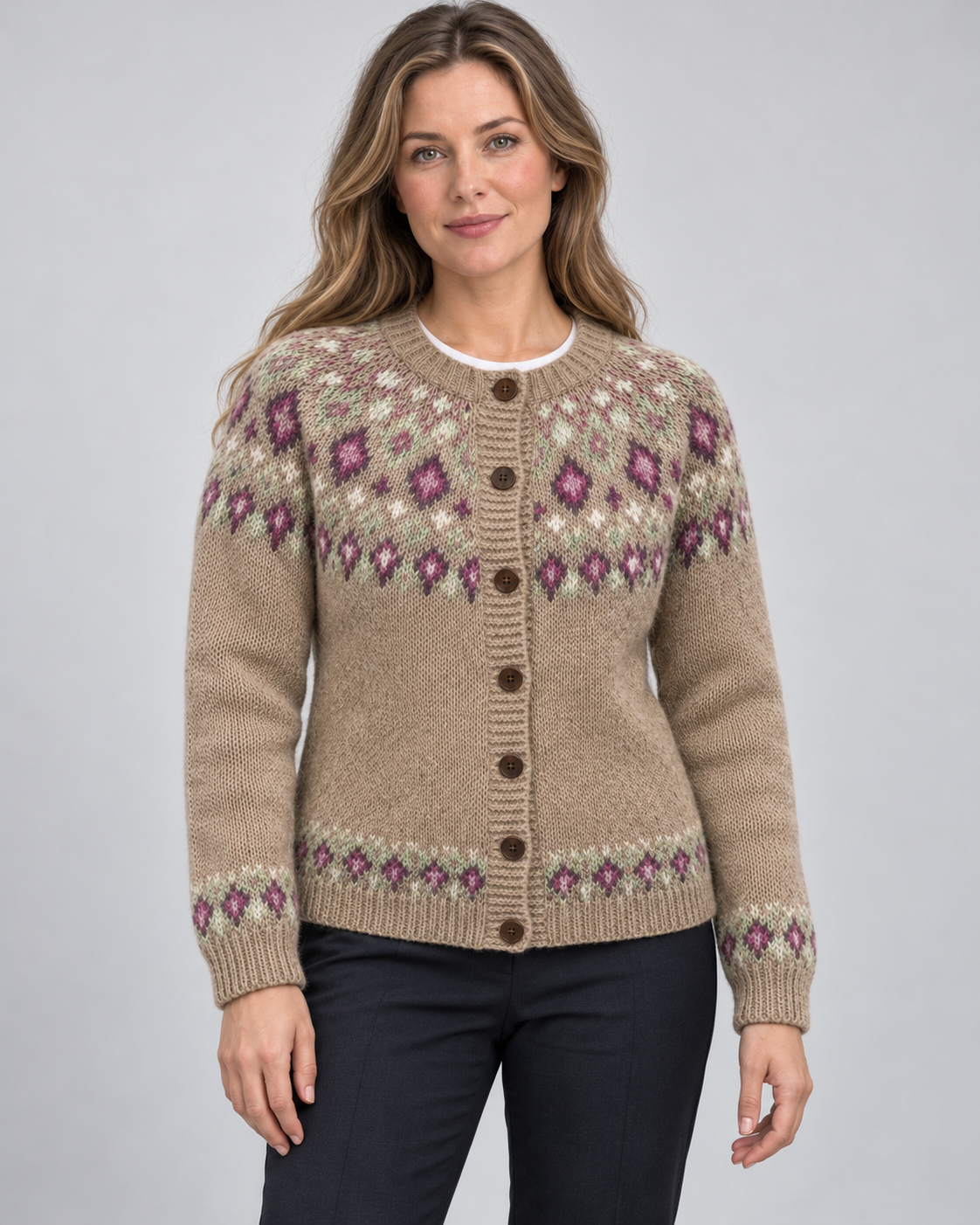 Women’s Cardigan With Fair Isle Yoke