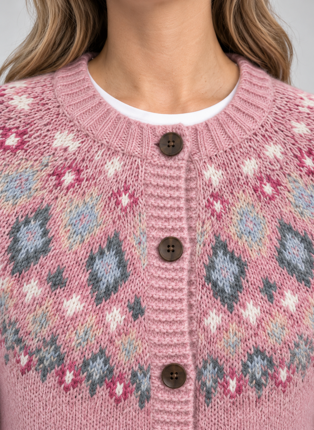 Women’s Cardigan With Fair Isle Yoke