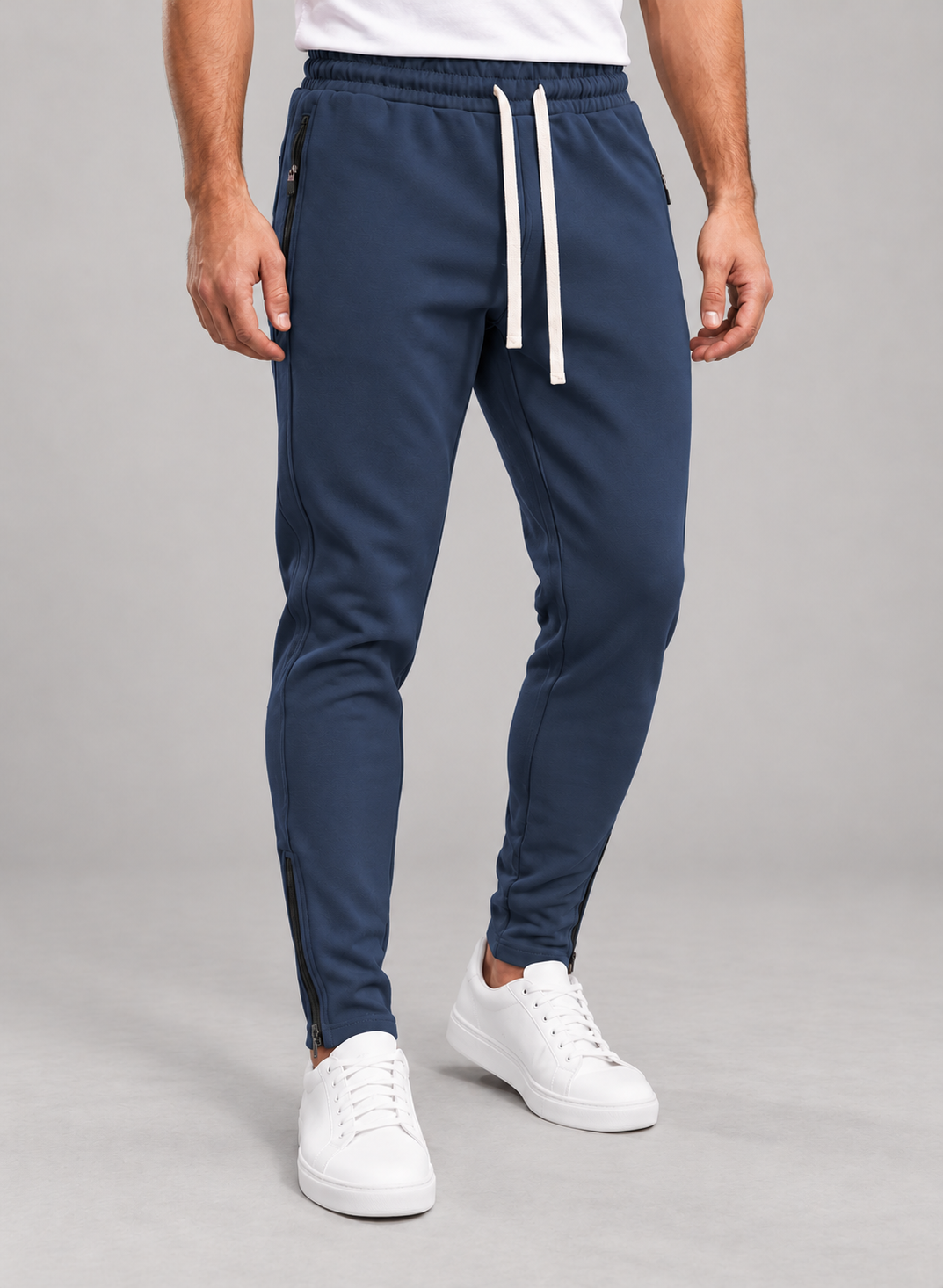 Men’s Joggers With Pintucks And Zip Hems