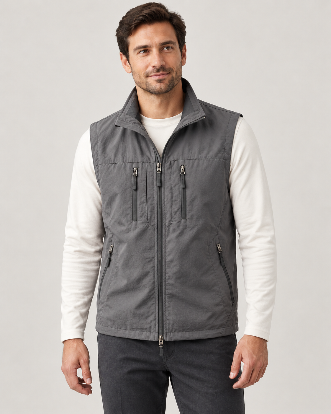 Men’s Gilet In Cotton With Zip Pockets