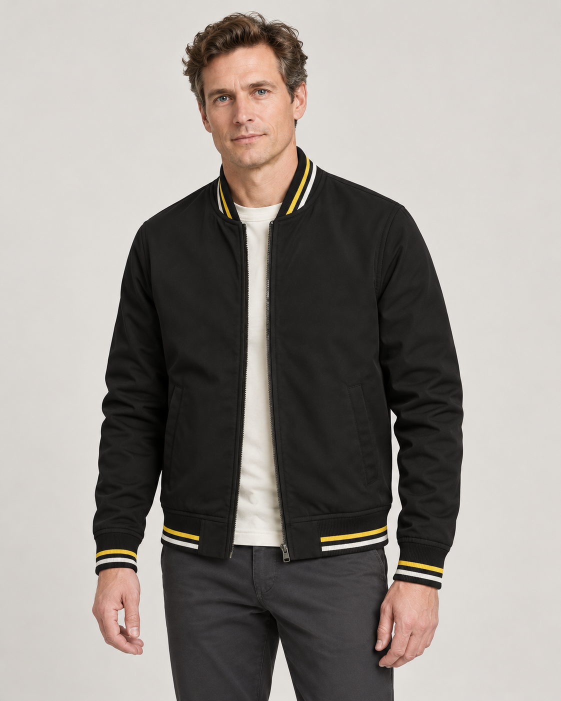Men’s Bomber Jacket With Striped Trims