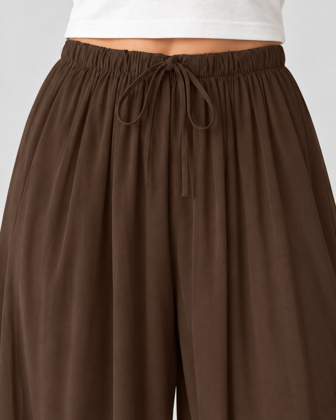 Women’s Wide Leg Trousers with Balloon Fit and Drawstring Waist