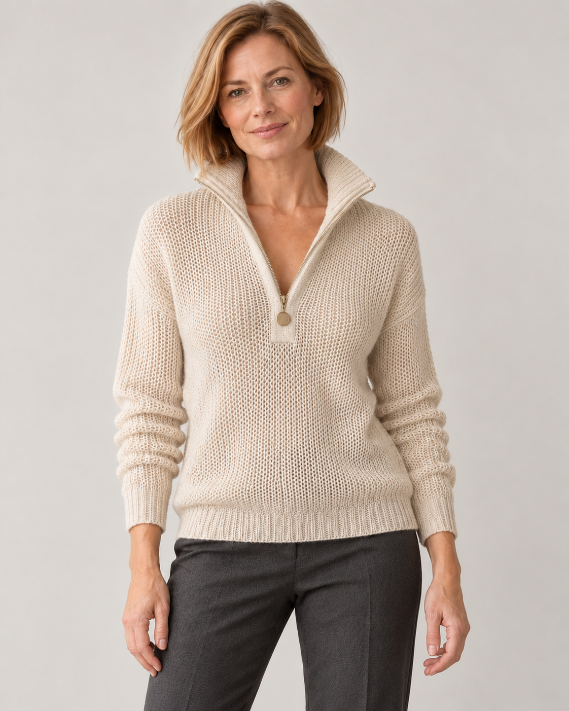 Women’s Jumper With Half Zip Neck