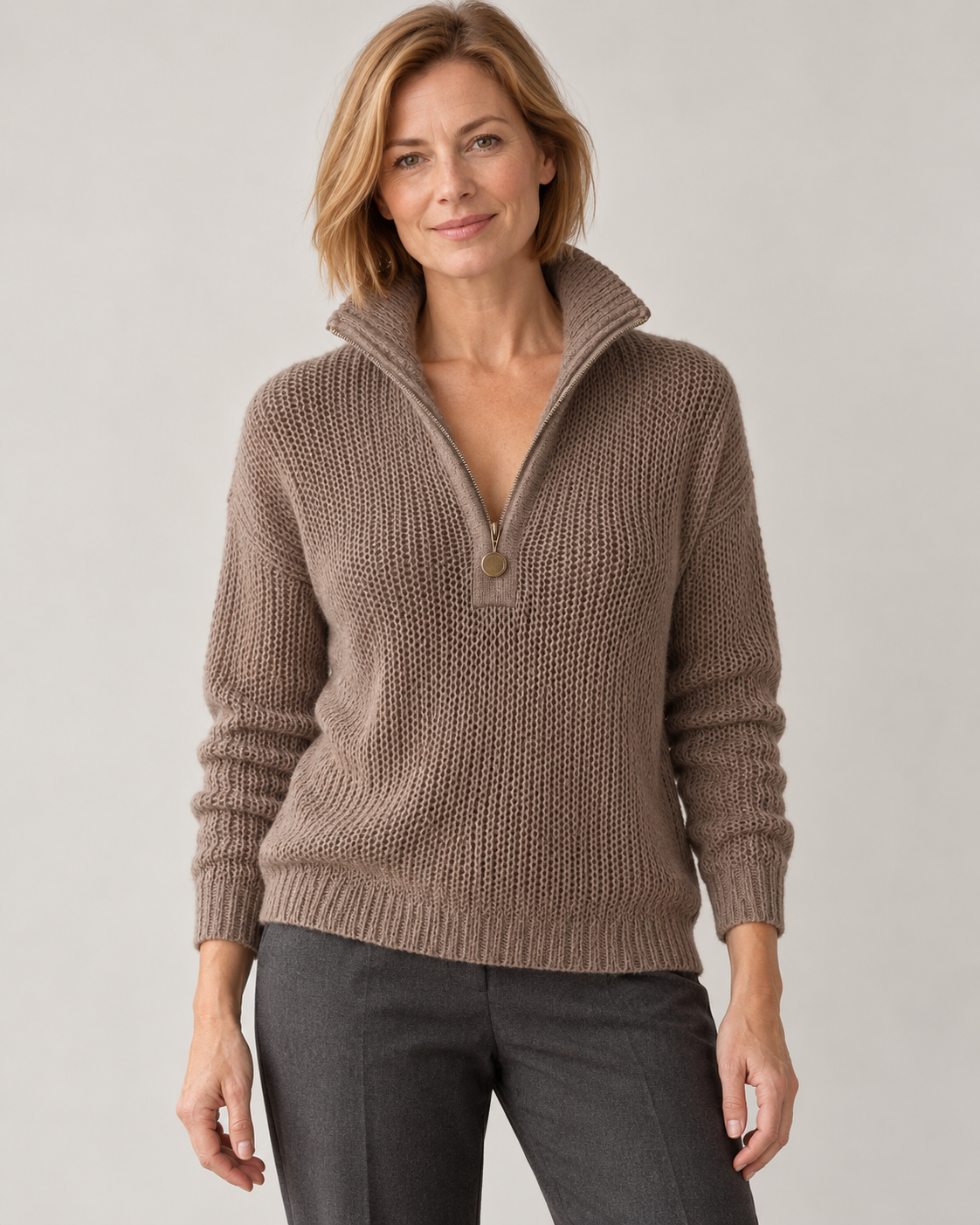 Women’s Jumper With Half Zip Neck