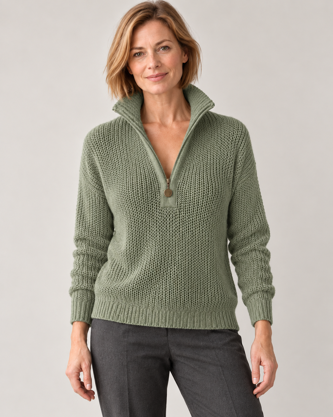 Women’s Jumper With Half Zip Neck
