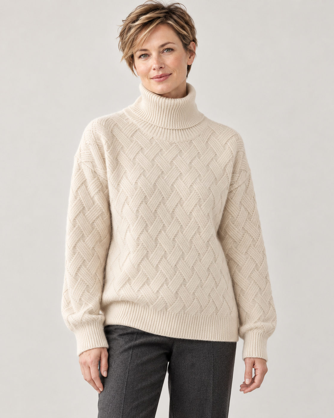 Women’s Jumper With Textured Roll Neck