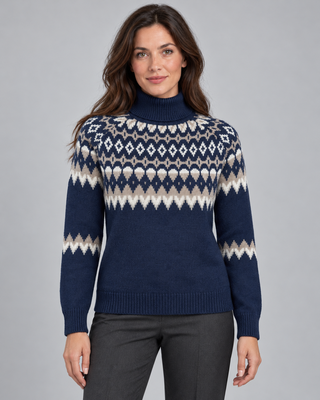 Women’s Jumper With Fair Isle Turtleneck