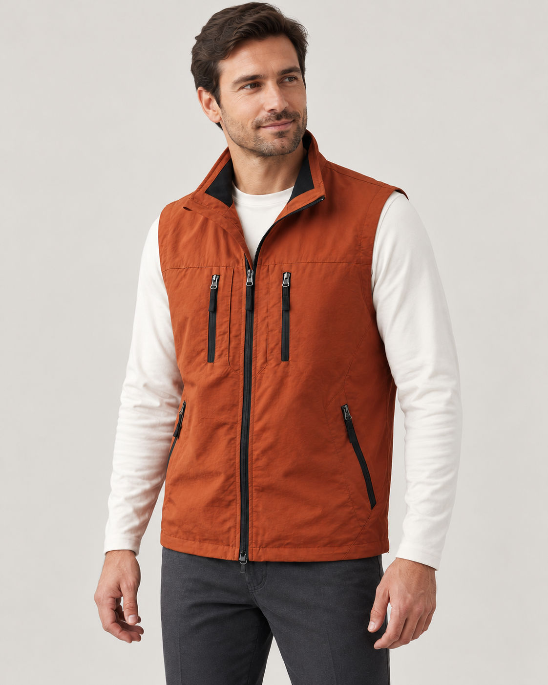 Men’s Gilet In Cotton With Zip Pockets