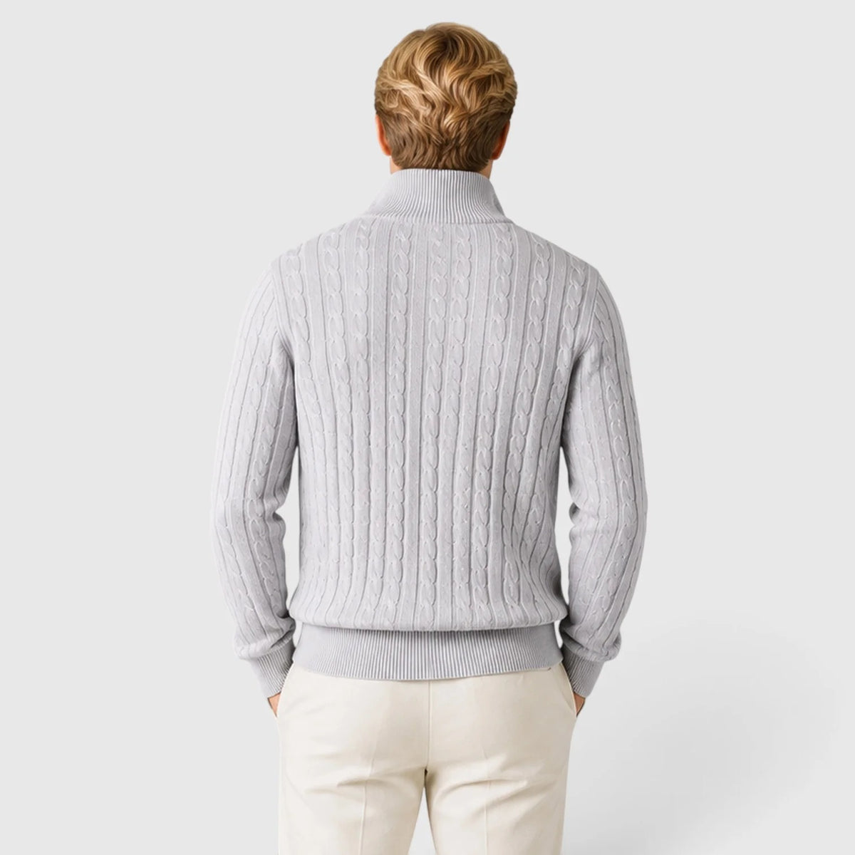 Men's Cable Knit Quarter-Zip Jumper – Textured Knit Pullover