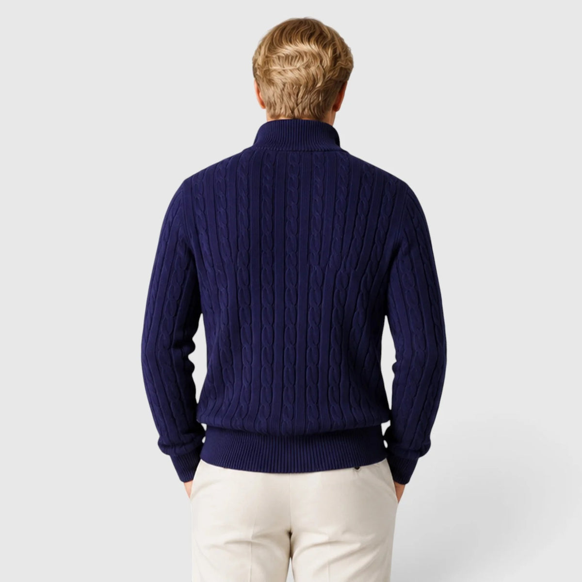 Men's Cable Knit Quarter-Zip Jumper – Textured Knit Pullover