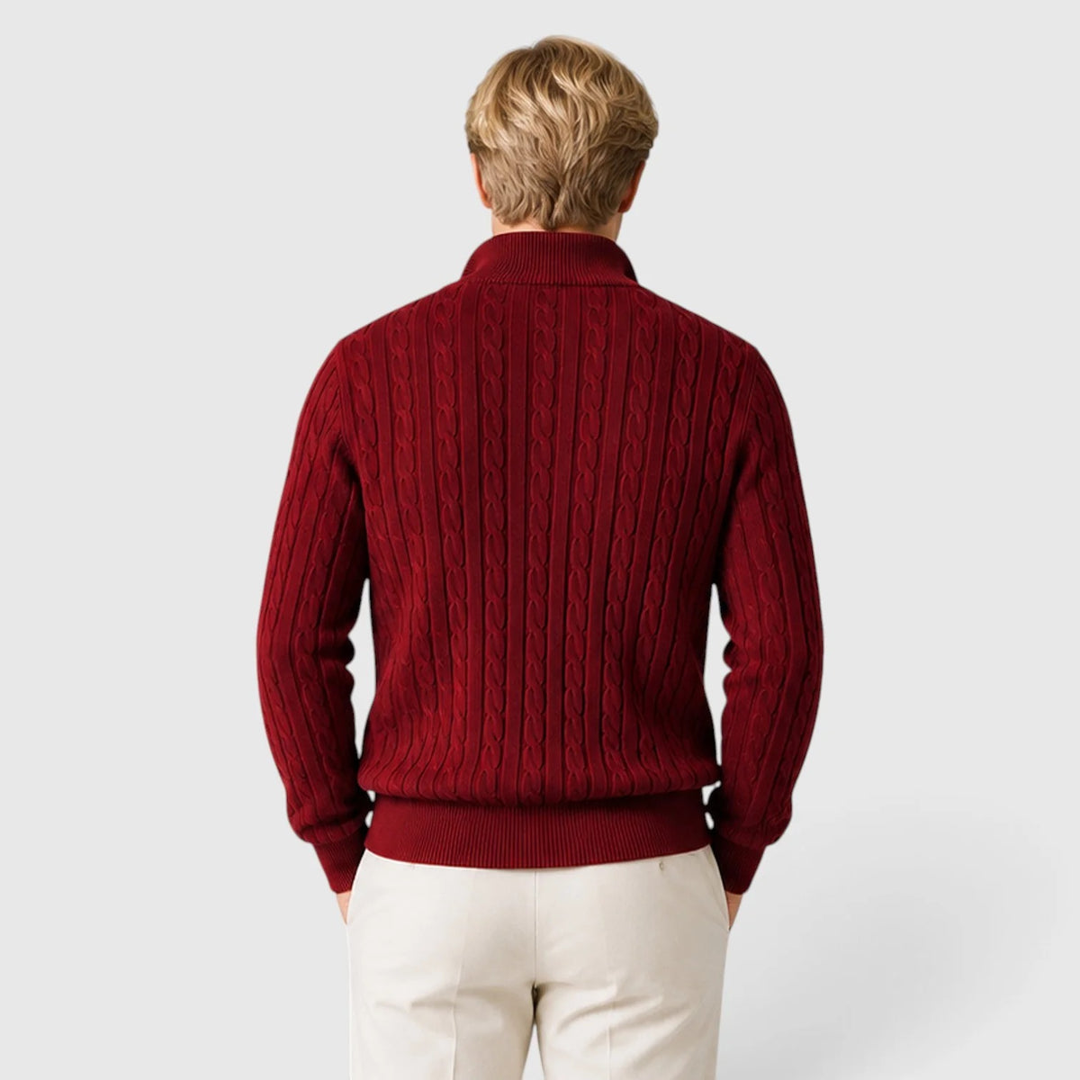 Men's Cable Knit Quarter-Zip Jumper – Textured Knit Pullover