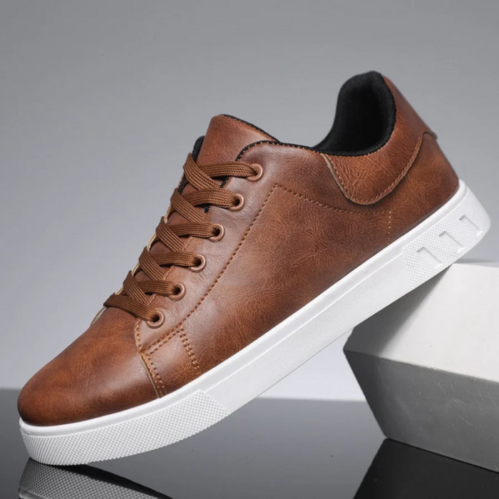 Men's Leather Lace-Up Trainers
