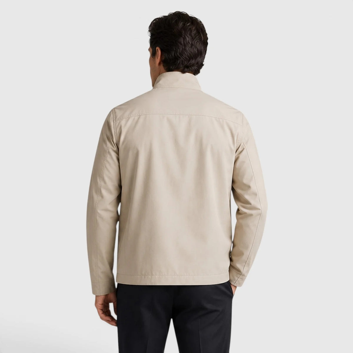 Men's Lightweight Zip-Up Jacket – Stand Collar Smart Casual