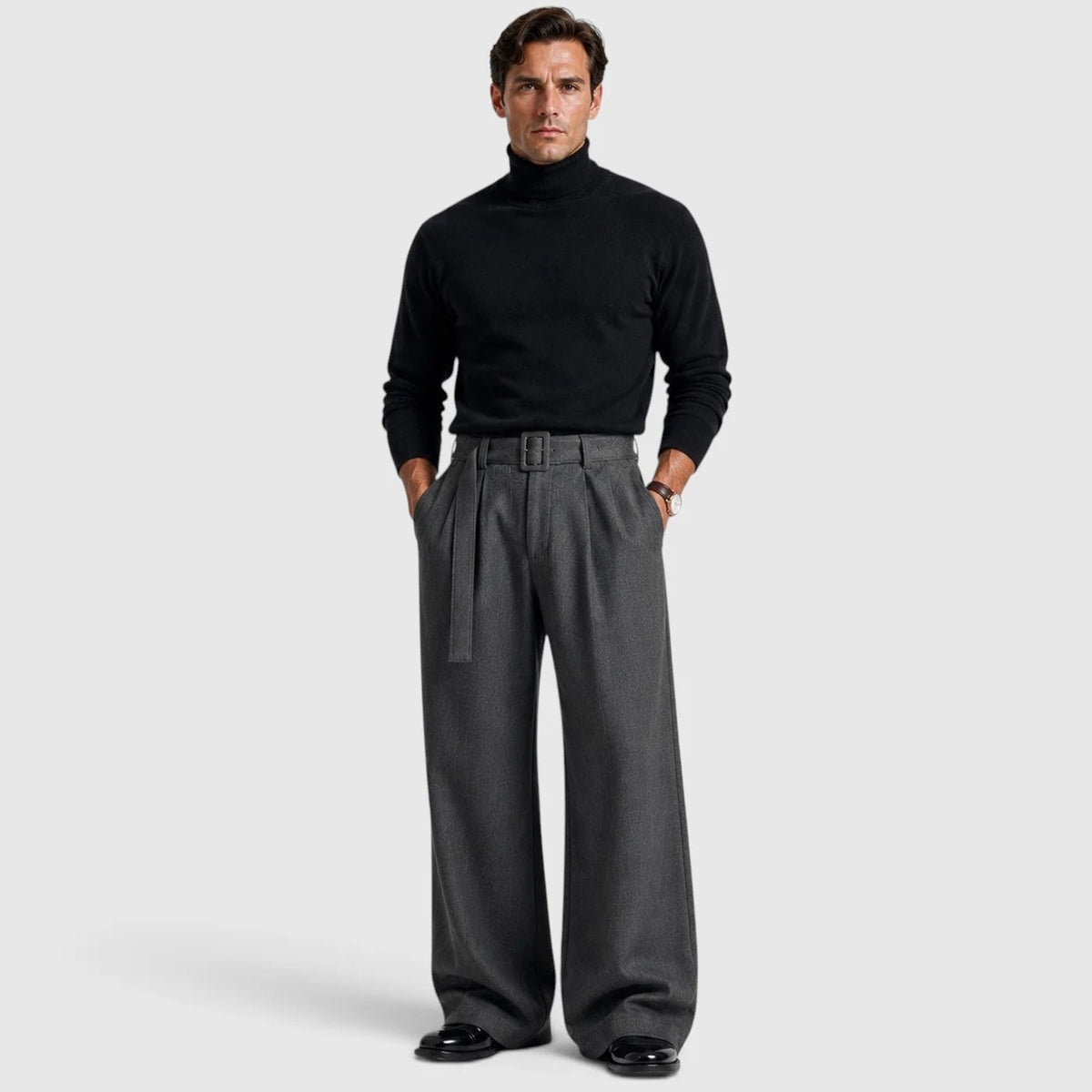 Men's Pleated Dress Trousers – Straight Leg Tailored Fit