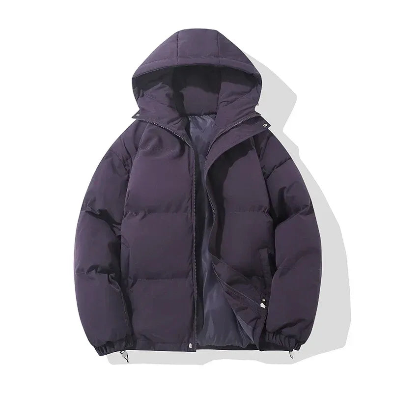 Women's Hooded Puffer Jacket – Cotton Blend, Zip Front & Adjustable Hood