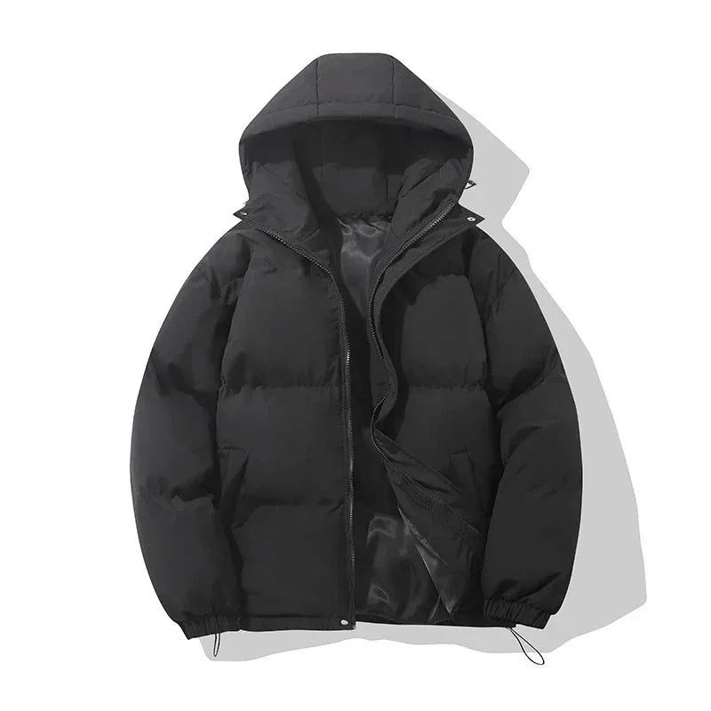 Women's Hooded Puffer Jacket – Cotton Blend, Zip Front & Adjustable Hood