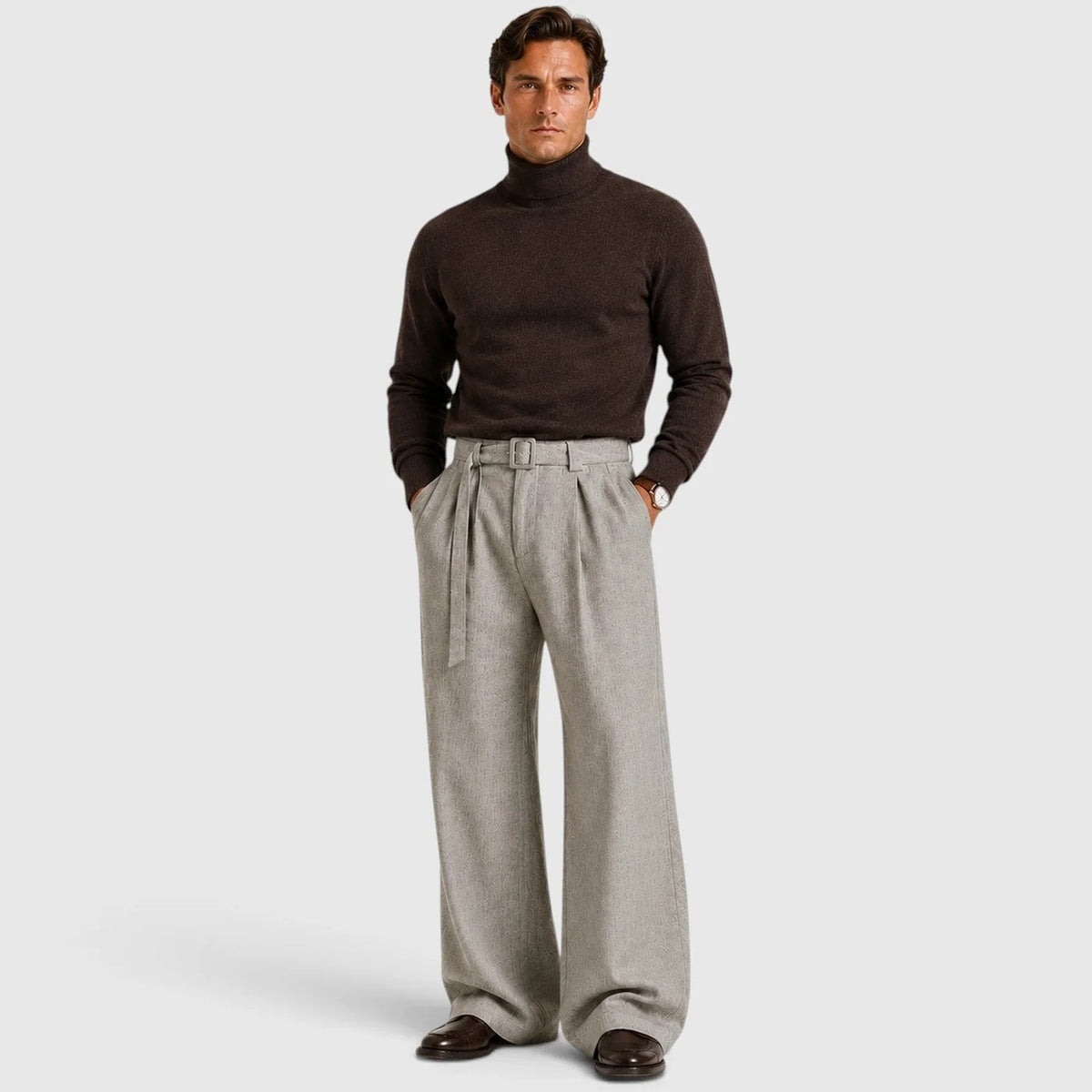 Men's Pleated Dress Trousers – Straight Leg Tailored Fit
