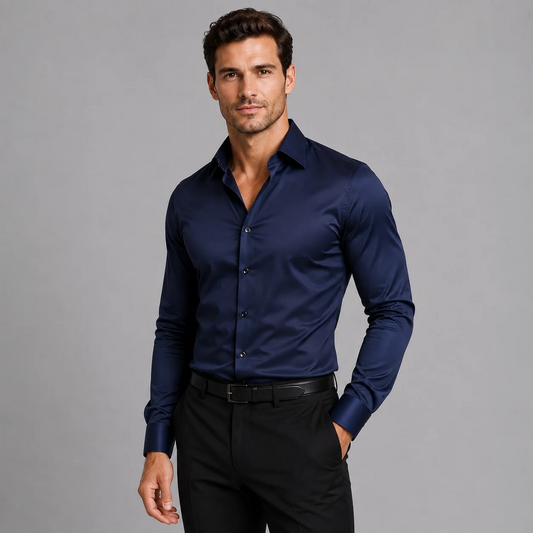 Men's Slim-Fit Satin-Look Stretch Shirt