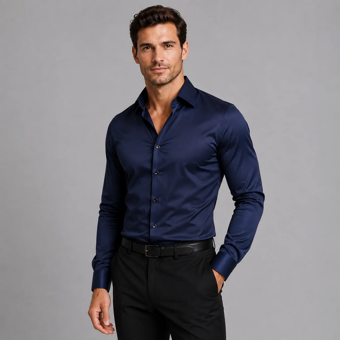 Men's Slim-Fit Satin-Look Stretch Shirt