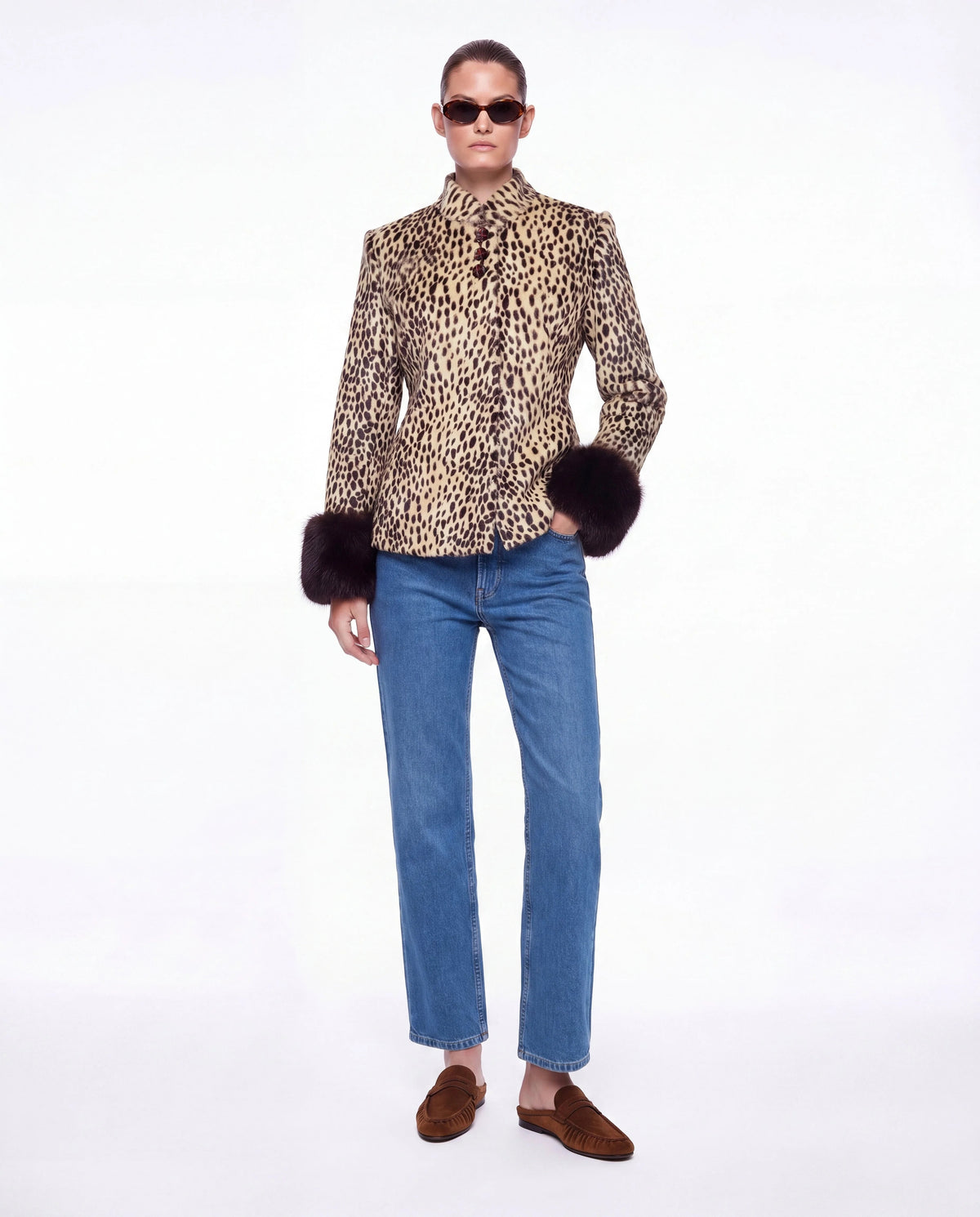 Women's Leopard Print Jacket – Faux Pony-Hair Effect