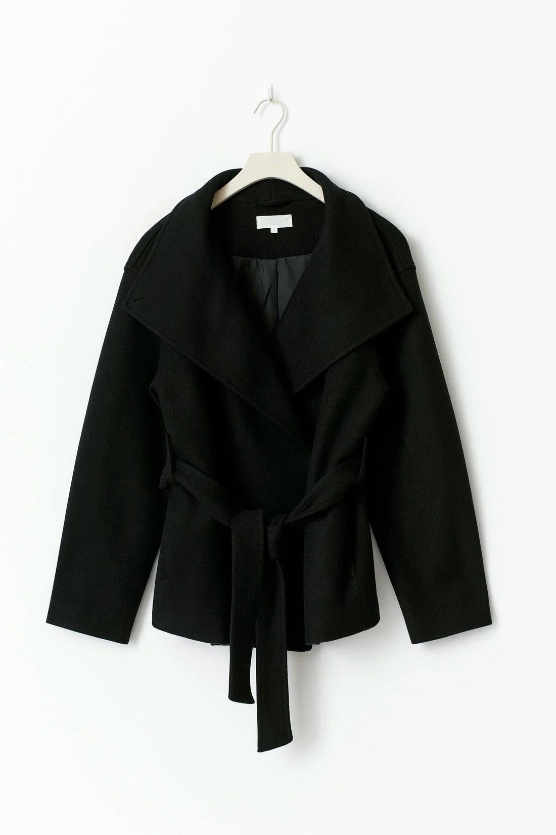 Women's Short Belted Wrap Coat – Oversized Collar