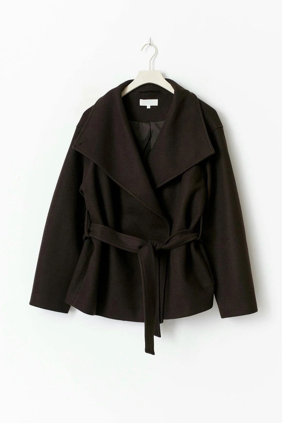 Women's Short Belted Wrap Coat – Oversized Collar