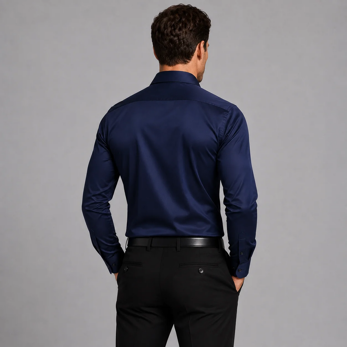 Men's Slim-Fit Satin-Look Stretch Shirt
