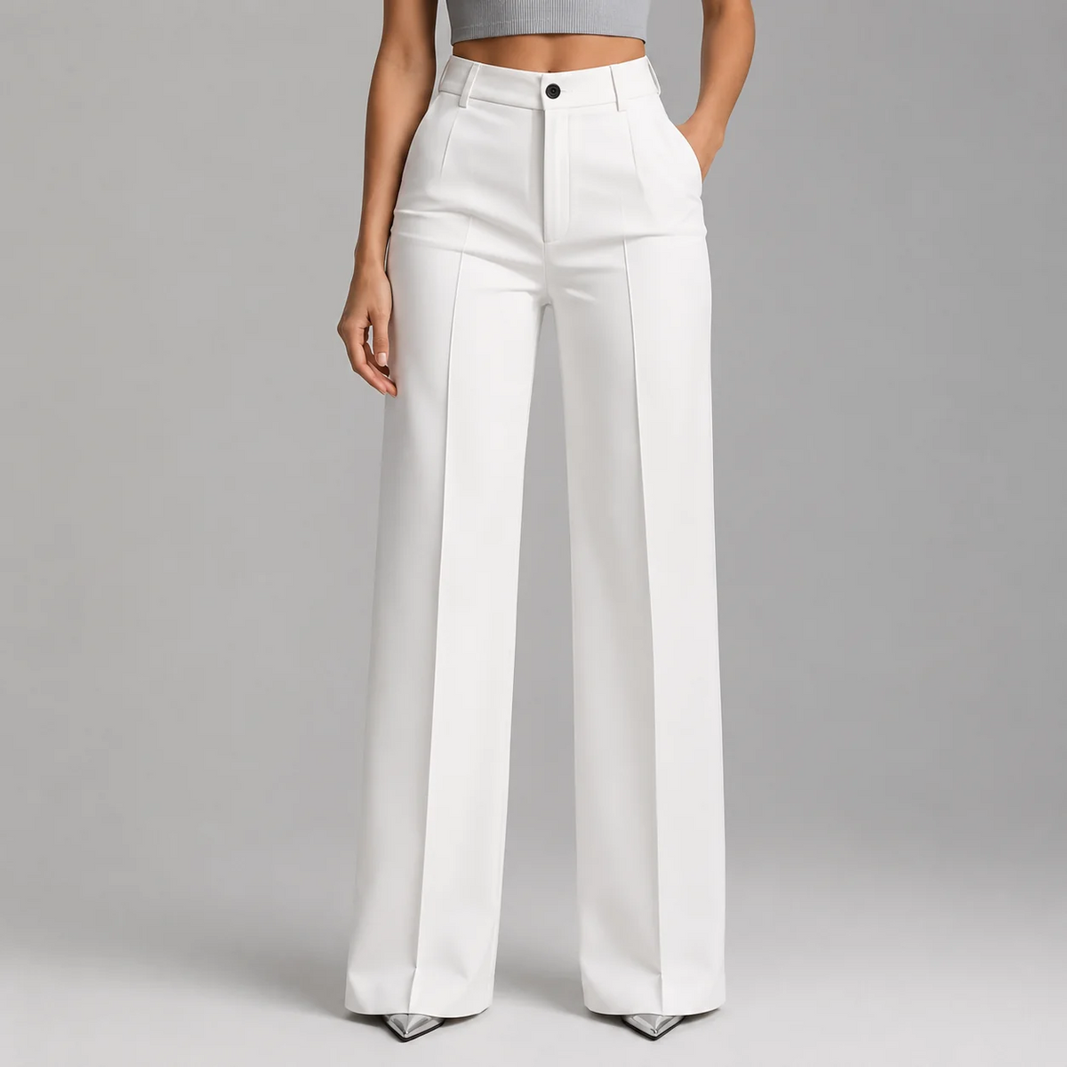 Women's High-Waisted Straight-Leg Tailored Trousers