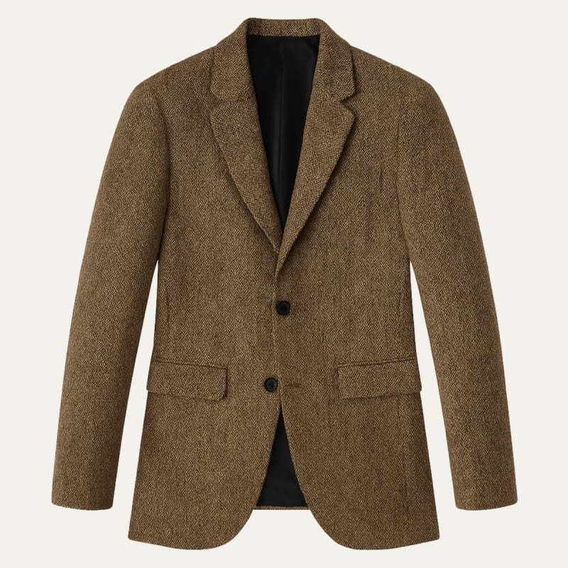 Men's Herringbone Blazer – Wool-Blend Slim-Fit