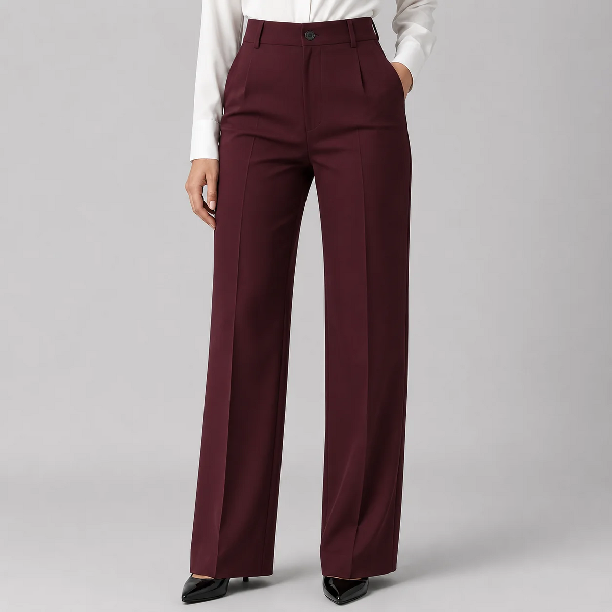 Women's High-Waisted Straight-Leg Tailored Trousers