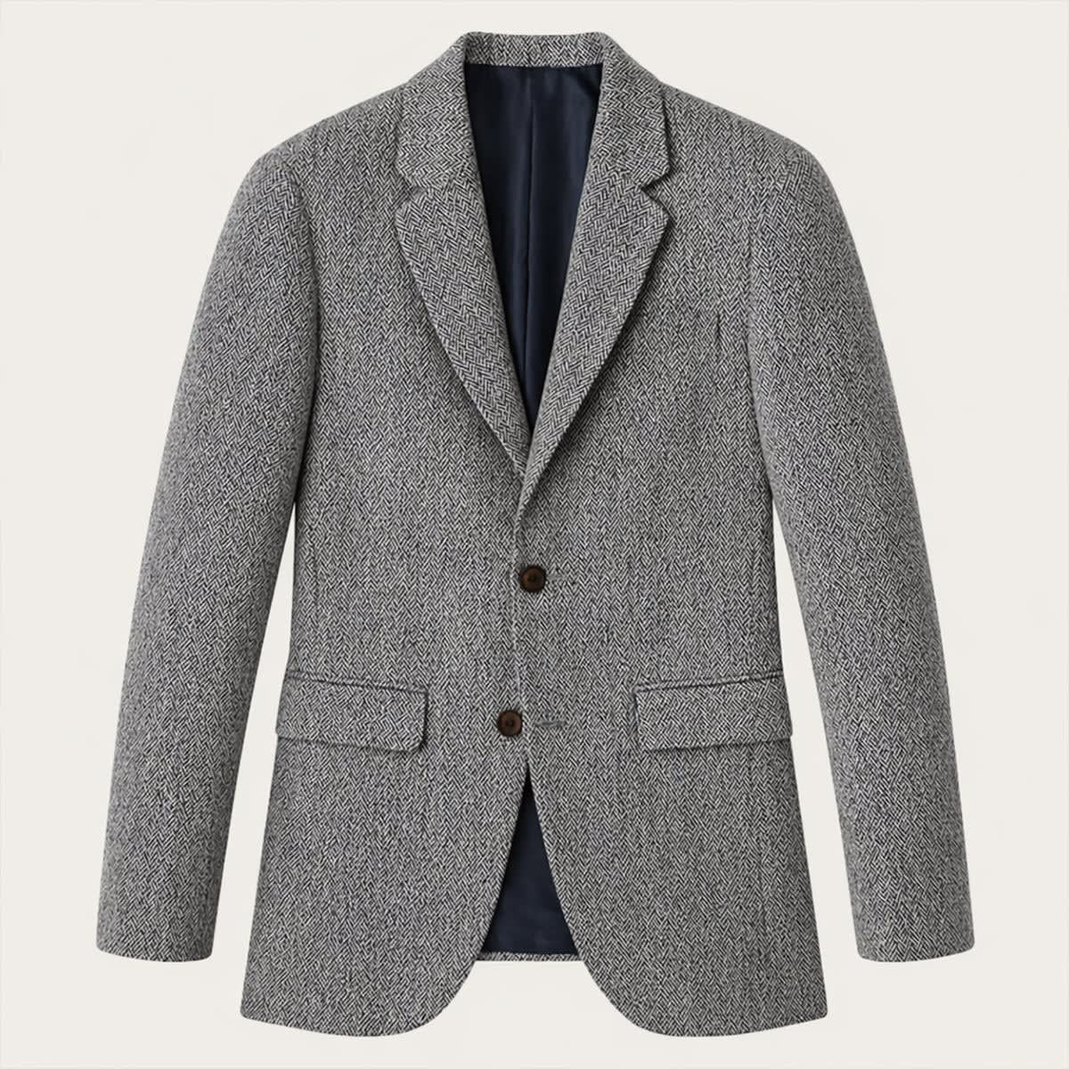 Men's Herringbone Blazer – Wool-Blend Slim-Fit