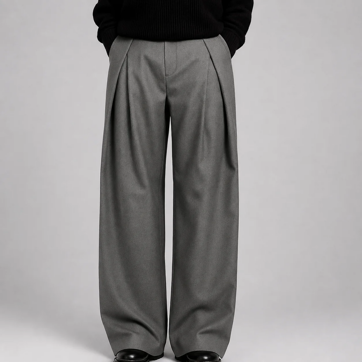 Men's Wide-Leg Trousers – High-Waisted Double-Pleat Tailored Fit