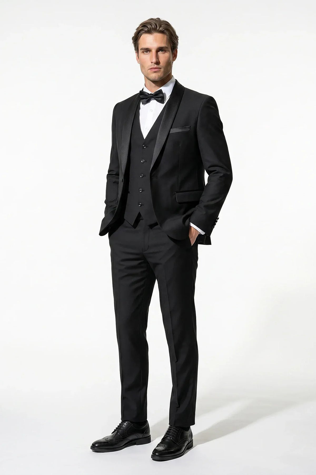 Men's Three-Piece Suit – Modern Slim-Fit Blazer, Waistcoat & Trousers