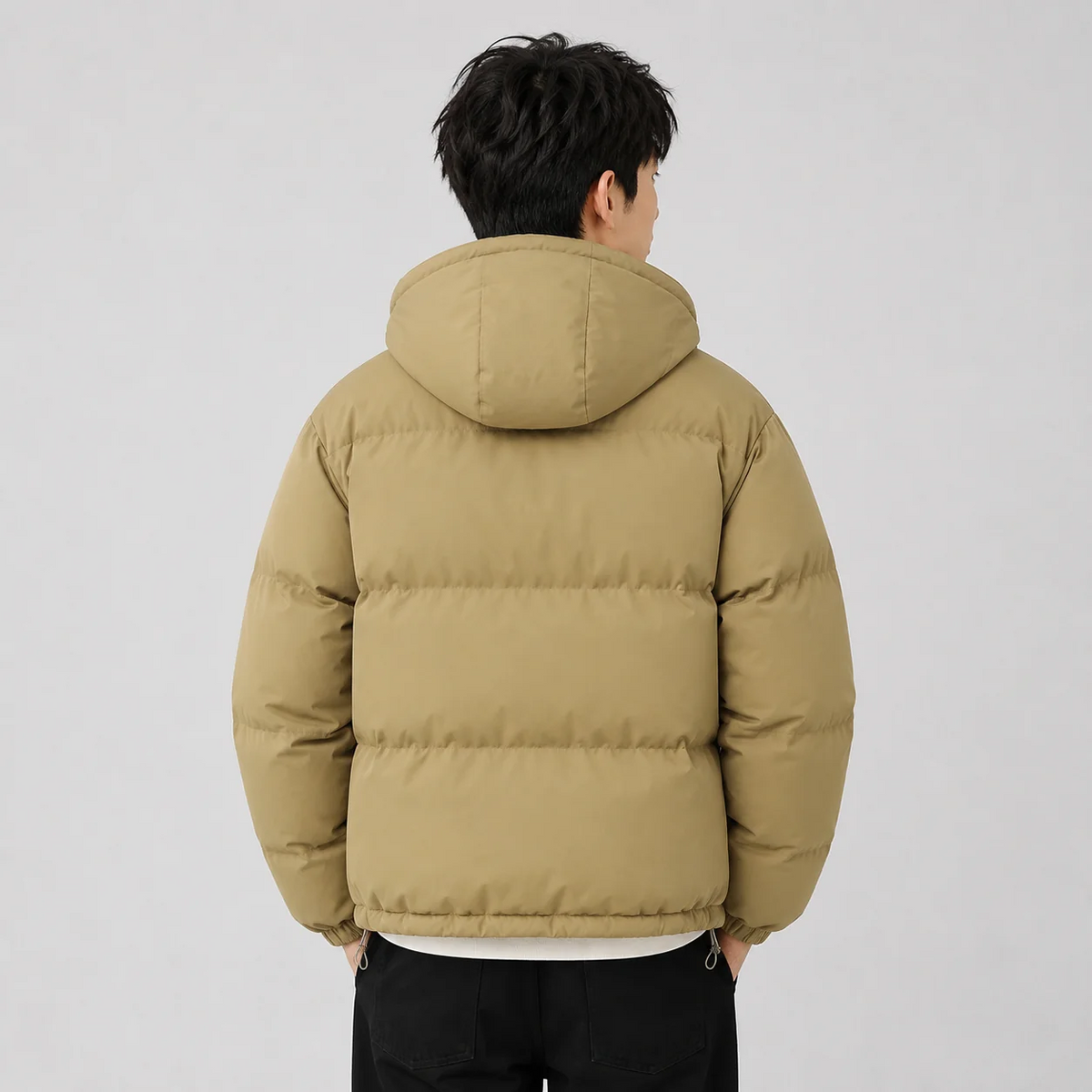 Women's Hooded Puffer Jacket – Cotton Blend, Zip Front & Adjustable Hood