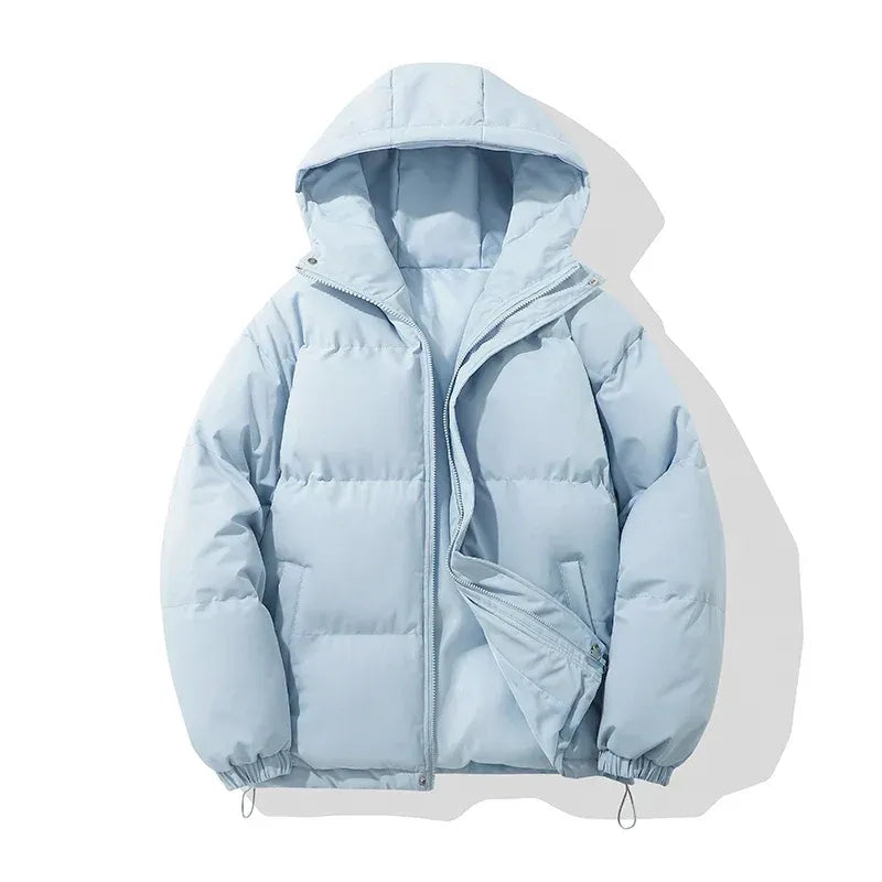 Women's Hooded Puffer Jacket – Cotton Blend, Zip Front & Adjustable Hood