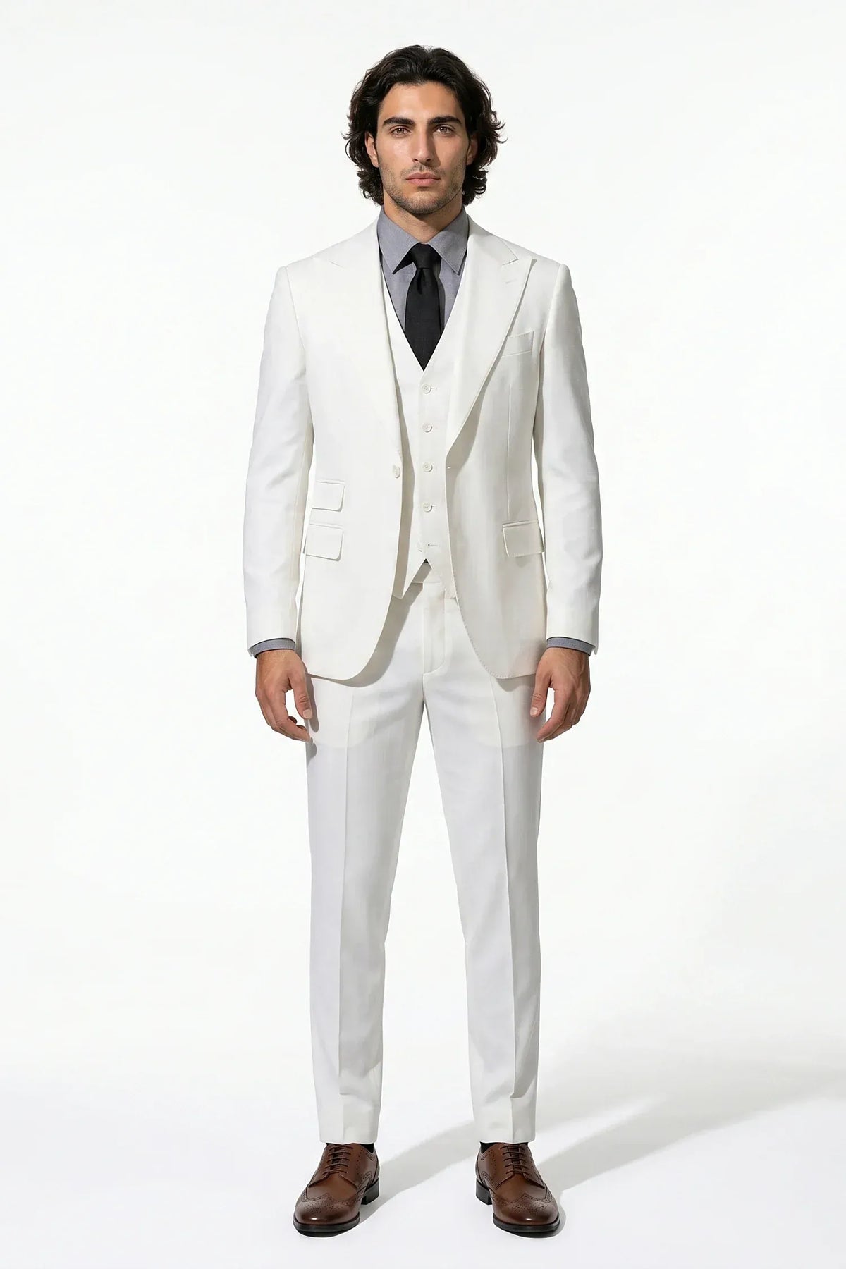 Men's Slim-Fit Three-Piece Suit – Blazer, Waistcoat & Trousers