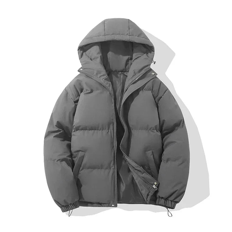 Women's Hooded Puffer Jacket – Cotton Blend, Zip Front & Adjustable Hood