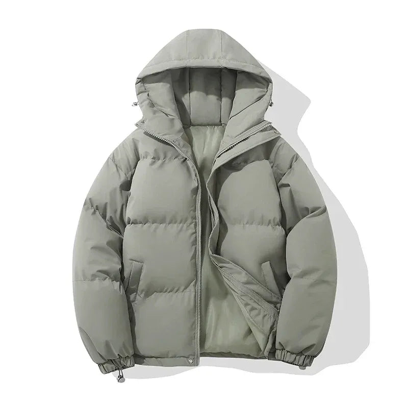 Women's Hooded Puffer Jacket – Cotton Blend, Zip Front & Adjustable Hood