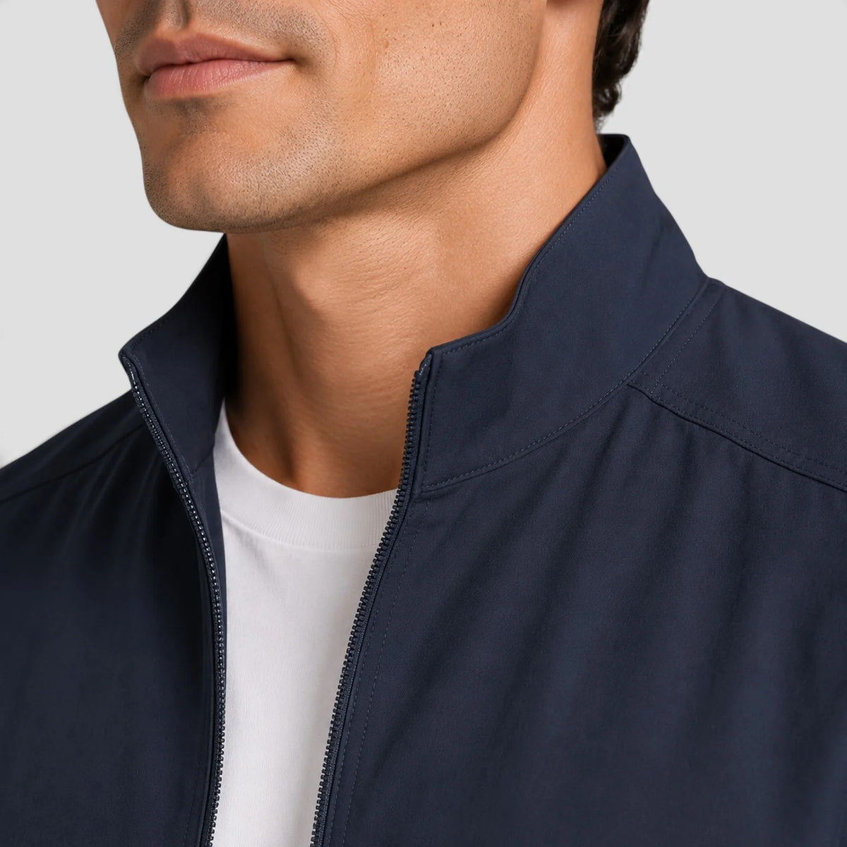 Men's Lightweight Zip-Up Jacket – Stand Collar Smart Casual