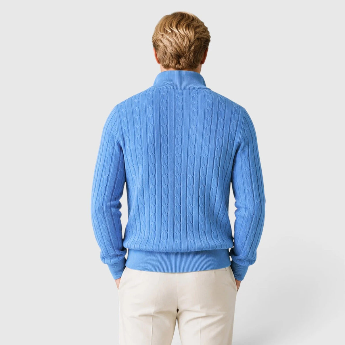 Men's Cable Knit Quarter-Zip Jumper – Textured Knit Pullover